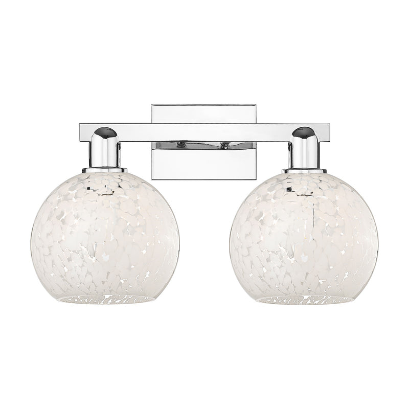 Innovations Lighting White Mouchette 19in 2-Light Bath Vanity | Industrial Transitional Polished Chrome and White Glass | Model 716-2W-PC-G1216-8WM