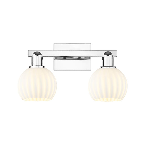 Innovations Lighting White Venetian 17in 2-Light Bath Vanity | Industrial Polished Chrome and White Venetian Glass | Bathroom | Model 716-2W-PC-G1217-6WV