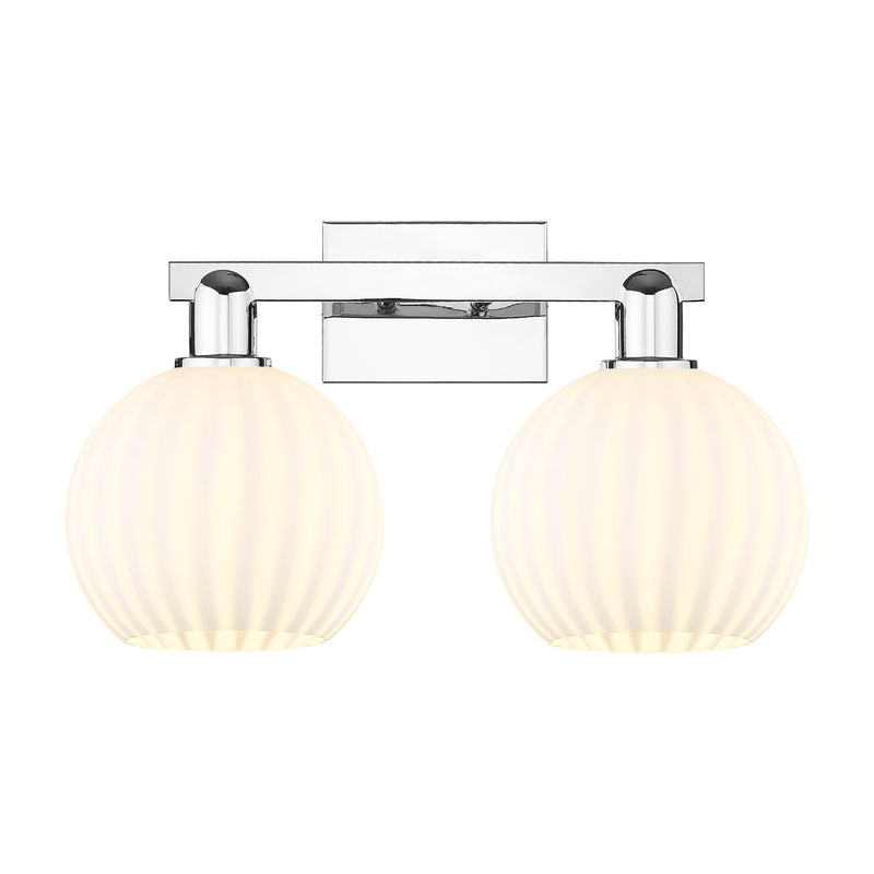 Innovations White Venetian 19in 2-Light Bath Vanity Light | Industrial Polished Chrome and White Venetian Glass | Bathroom | Model 716-2W-PC-G1217-8WV