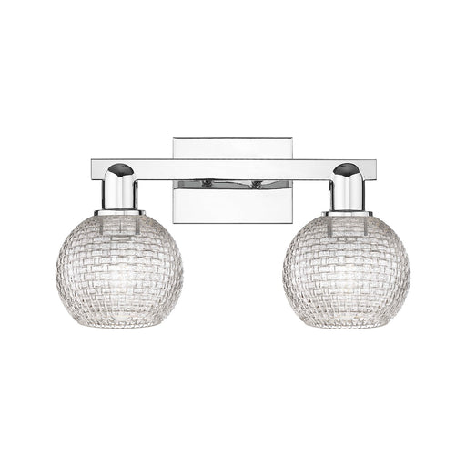 Innovations Athens 17in 2-Light Bath Vanity Light | Industrial Modern Polished Chrome and Clear Basket Weave Glass | Bathroom | Model 716-2W-PC-G122C-6CL