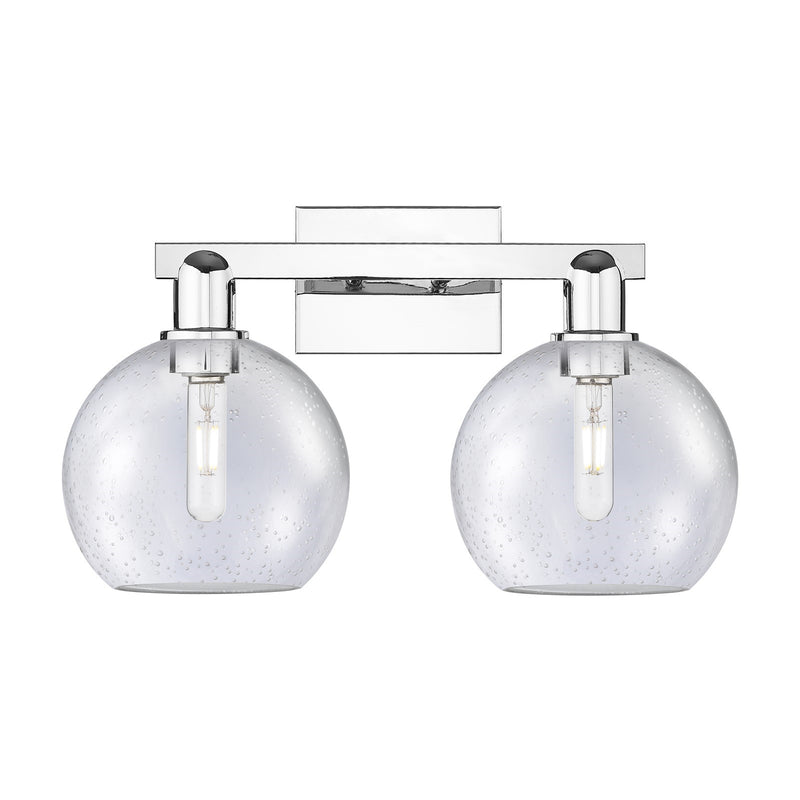 Innovations Athens 19in 2-Light Bath Vanity Light | Industrial Polished Chrome Steel and Seedy Glass | Bathroom Vanity | 19 x 8.5 | Model 716-2W-PC-G124-8