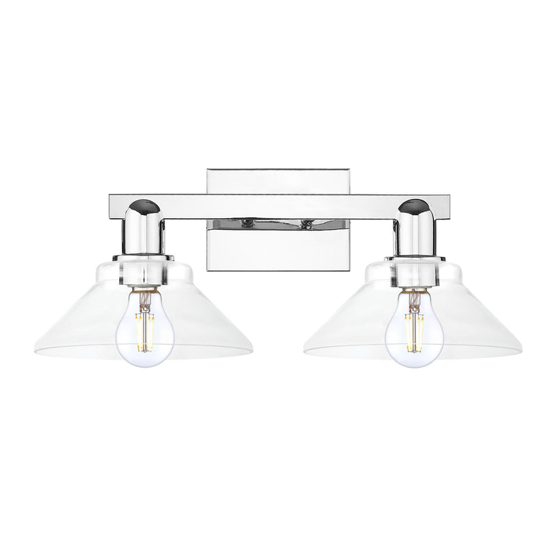 Innovations Orwell 19in 2-Light Bath Vanity Light | Industrial Polished Chrome and Clear Glass | Bathroom Vanity | 19.38 x 8.75 in | Model 716-2W-PC-G132