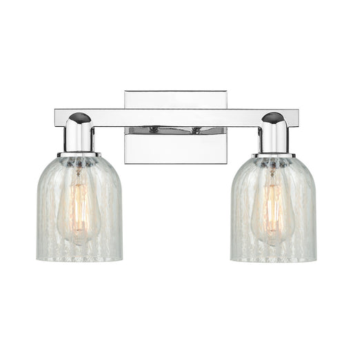 Innovations Caledonia 16in 2-Light Bath Vanity Light | Industrial Polished Chrome and Mouchette Glass | Bathroom Vanity | 16 x 7 x | Model 716-2W-PC-G2511