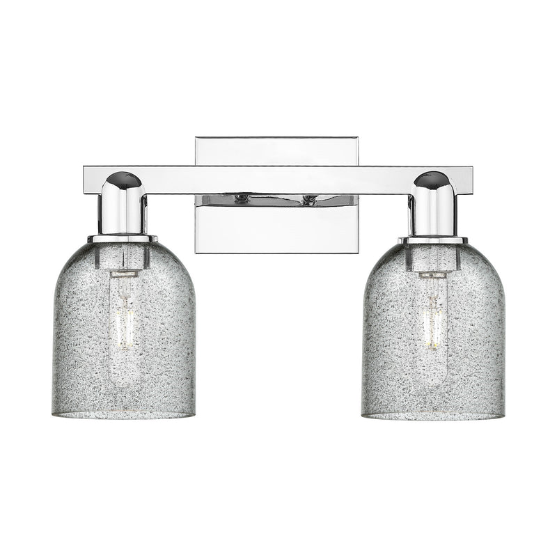 Innovations Caledonia 16in 2-Light Bath Vanity Light | Industrial Polished Chrome and Charcoal Glass | Entryway & Bathroom Vanity | Model 716-2W-PC-G257