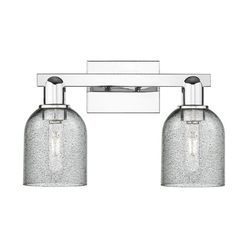 Innovations Caledonia 16in 2-Light Bath Vanity Light | Industrial Polished Chrome and Charcoal Glass | Entryway & Bathroom Vanity | Model 716-2W-PC-G257