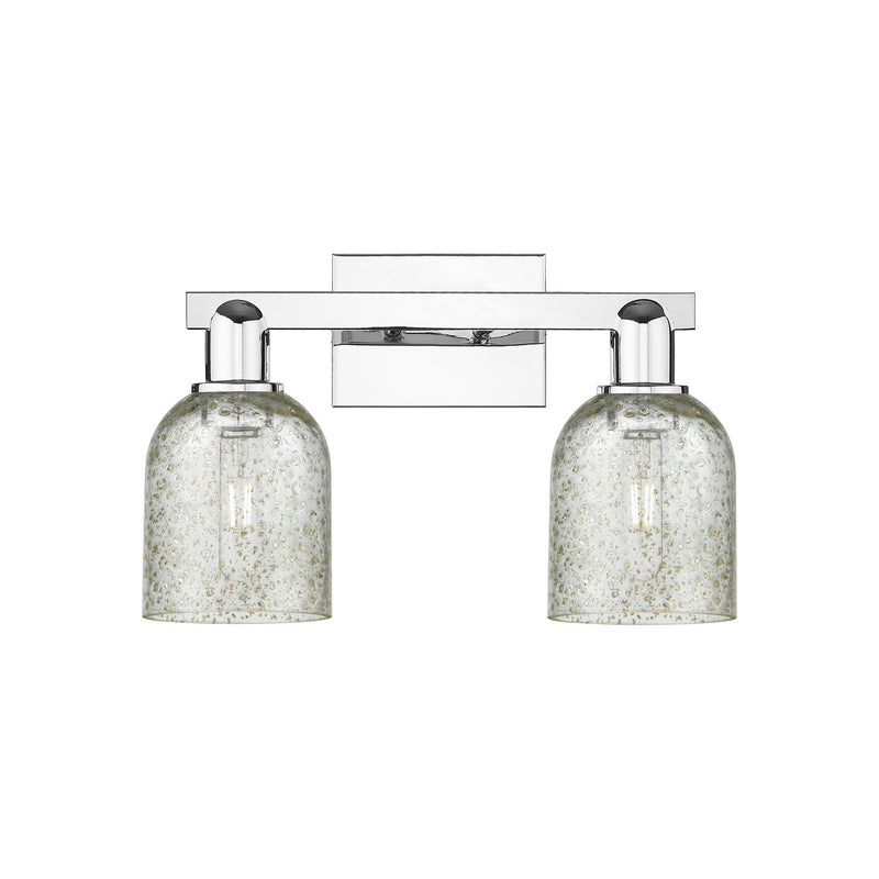 Innovations Caledonia 16in 2-Light Bath Vanity Light | Industrial Polished Chrome Steel and Mica Glass | Bathroom Vanity & Powder | Model 716-2W-PC-G259