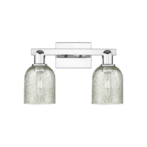 Innovations Caledonia 16in 2-Light Bath Vanity Light | Industrial Polished Chrome Steel and Mica Glass | Bathroom Vanity & Powder | Model 716-2W-PC-G259
