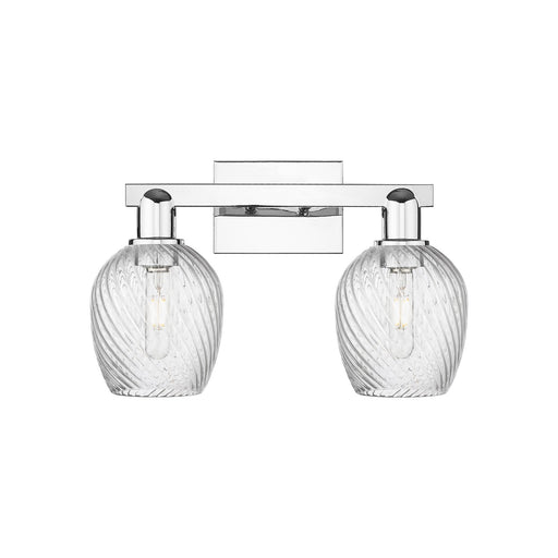 Innovations Salina 17in 2-Light Bath Vanity Light | Industrial Polished Chrome and Clear Spiral Fluted Glass | Bathroom Vanity | Model 716-2W-PC-G292