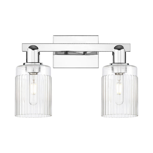 Innovations Hadley 2-Light 16in Bath Vanity Light | Industrial Polished Chrome and Clear Ribbed Glass | Entryway & Hallway Accent | Model 716-2W-PC-G342
