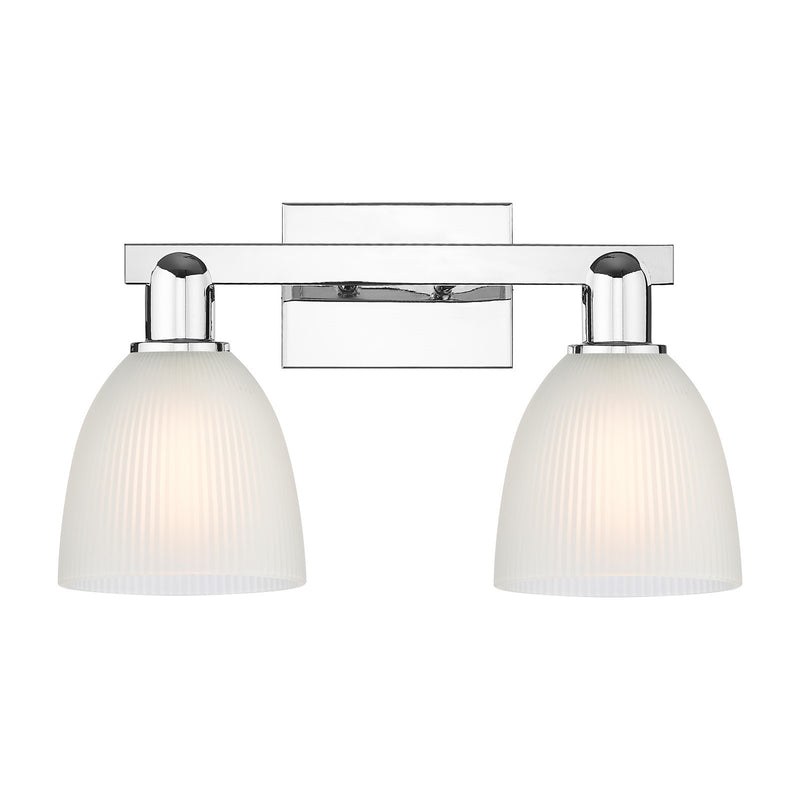 Innovations Castile 17in 2-Light Bath Vanity Light | Industrial Polished Chrome Steel and White Glass | Bathroom Vanity & Hallway | Model 716-2W-PC-G381