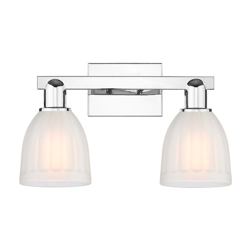 Innovations Brookfield 17in 2-Light Bath Vanity | Polished Chrome Steel and Cast Brass with White Frosted Ribbed Glass | Bathroom | Model 716-2W-PC-G441