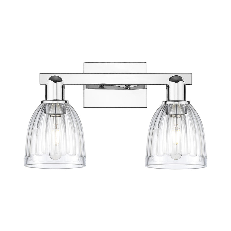 Innovations Brookfield 17in 2-Light Bath Vanity | Industrial Polished Chrome and Clear Ribbed Glass | Bathroom Vanity Light | 16.75 | Model 716-2W-PC-G442