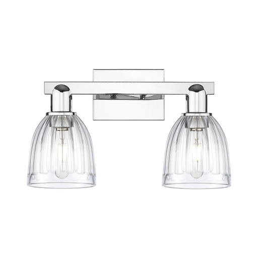 Innovations Brookfield 17in 2-Light Bath Vanity | Industrial Polished Chrome and Clear Ribbed Glass | Bathroom Vanity Light | 16.75 | Model 716-2W-PC-G442