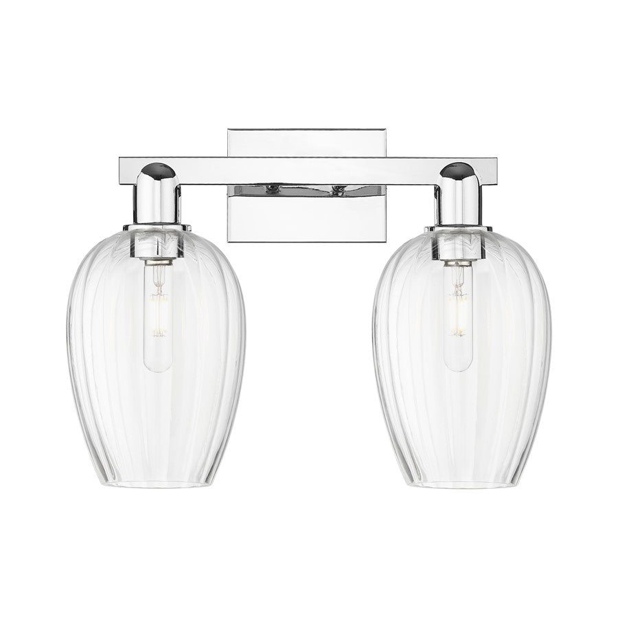 Innovations Preston 2Lt 16" Flute Bath Light, Chrome/Clear - 716-2W-PC-G457-6CL