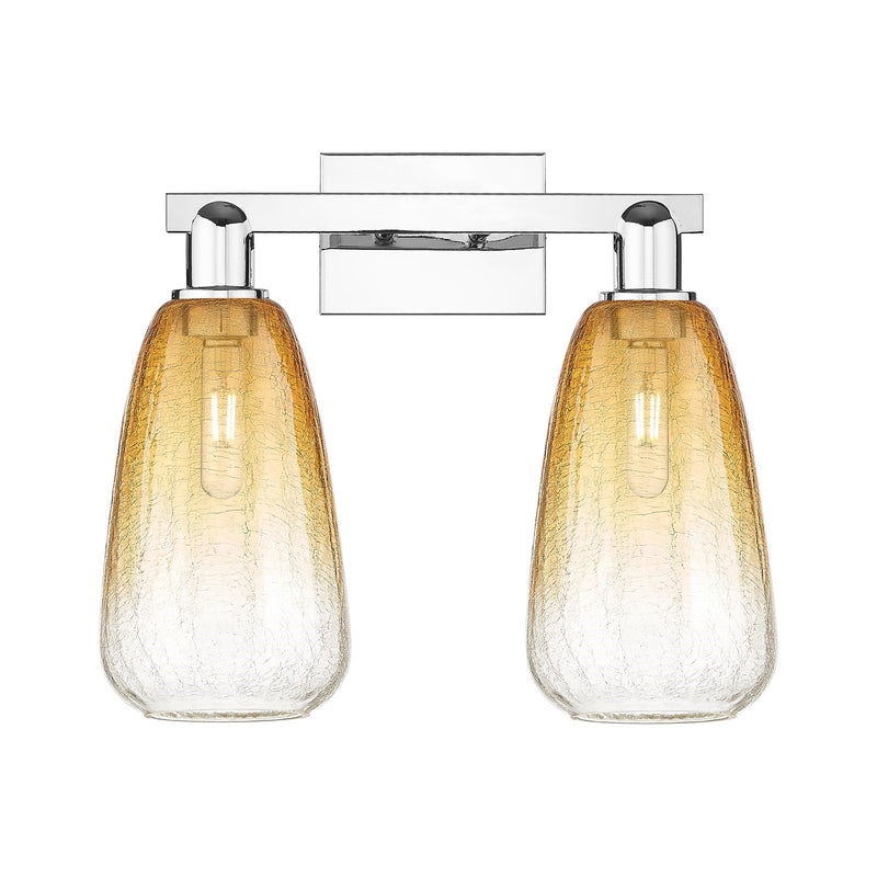 Innovations Brookhaven Almond 17in 2-Light Bath Vanity Light | Industrial Polished Chrome and Amber Glass | Bathroom Vanity | Model 716-2W-PC-G480-6AM