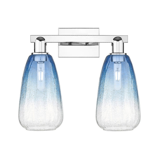 Innovations Brookhaven Almond 17in 2-Light Bath Vanity Light | Industrial Polished Chrome and Sapphire Blue Glass | Entryway & | Model 716-2W-PC-G480-6SB