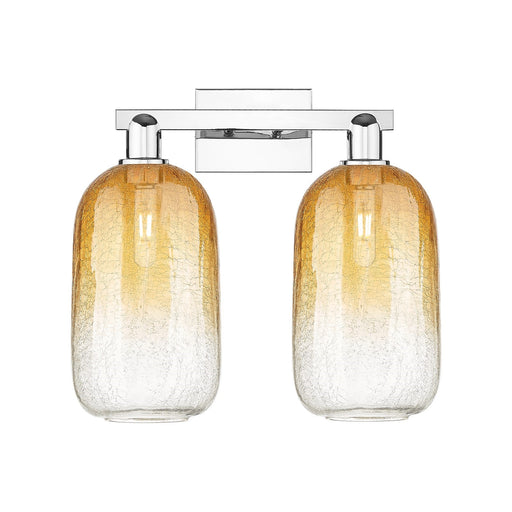 Innovations Brookhaven Cloche 18in 2-Light Bathroom Vanity Light | Industrial Polished Chrome and Amber Glass | Entryway & | Model 716-2W-PC-G482-7AM