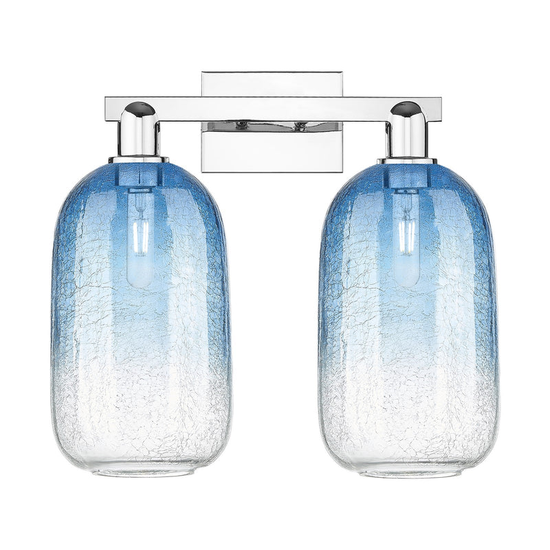Innovations Brookhaven Cloche 18in 2-Light Bath Vanity Light | Industrial Polished Chrome and Sapphire Blue Glass | Bathroom | Model 716-2W-PC-G482-7SB