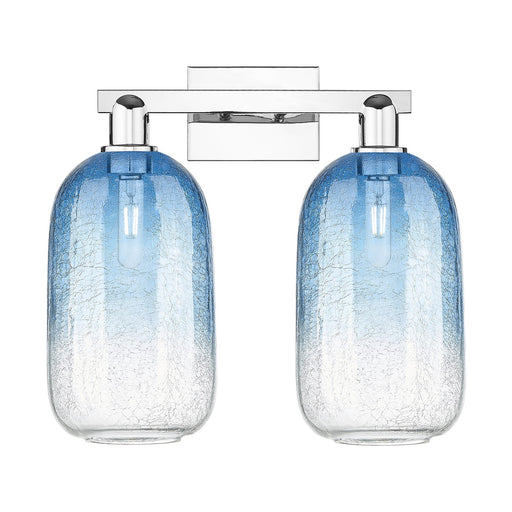 Innovations Brookhaven Cloche 18in 2-Light Bath Vanity Light | Industrial Polished Chrome and Sapphire Blue Glass | Bathroom | Model 716-2W-PC-G482-7SB
