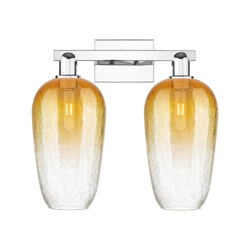 Innovations Brookhaven Flute 18in 2-Light Bath Vanity | Industrial Polished Chrome and Amber Glass | Bathroom & Powder Room | Model 716-2W-PC-G484-7AM