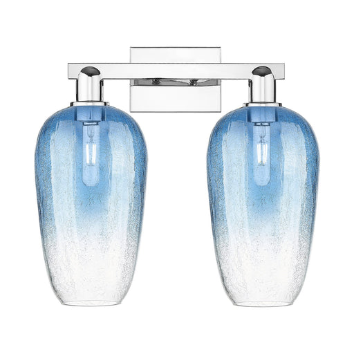Innovations Brookhaven Flute 18in 2-Light Bath Vanity | Industrial Polished Chrome and Sapphire Blue Glass | Bathroom Vanity | Model 716-2W-PC-G484-7SB