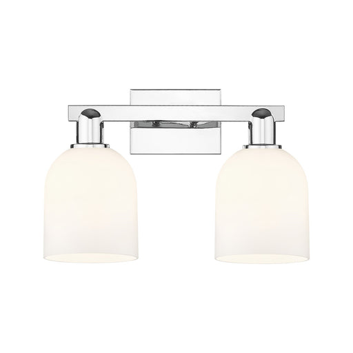 Innovations Bella 17in 2-Light Bath Vanity Light | Industrial Polished Chrome and White Glass | Bathroom Vanity | 16.5 x 11.25 | Model 716-2W-PC-G558-6GWH