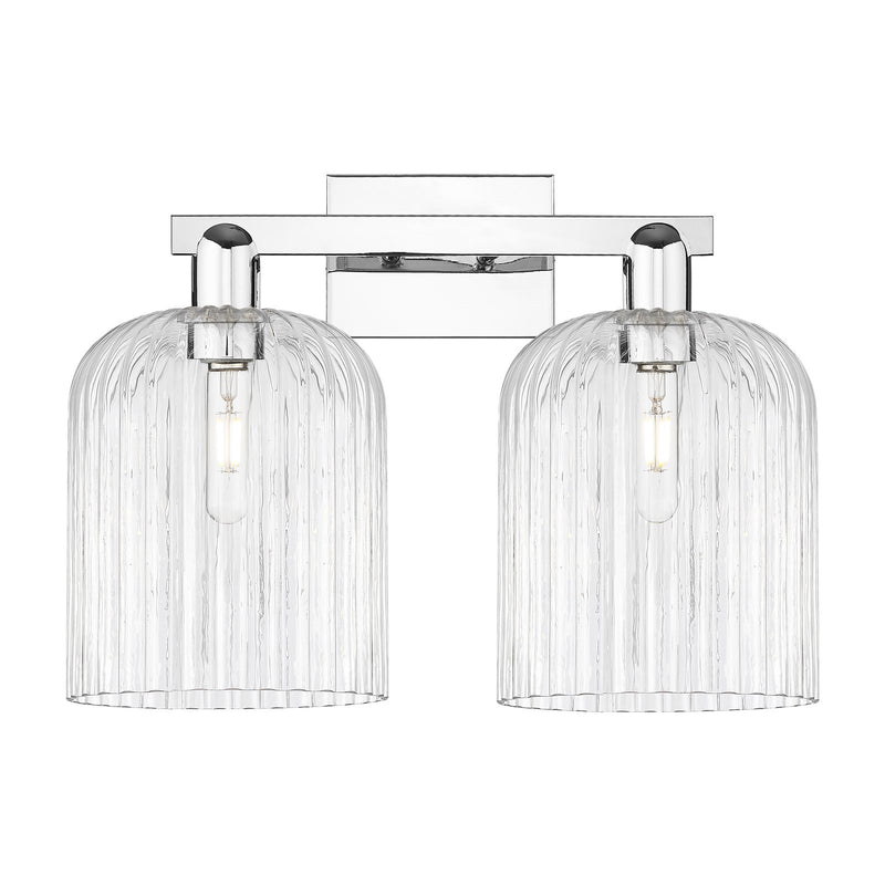 Innovations Bridal Veil 19in 2-Light Bath Vanity Light | Industrial Polished Chrome and Clear Ribbed Glass | Bathroom Vanity & | Model 716-2W-PC-G559-8CL