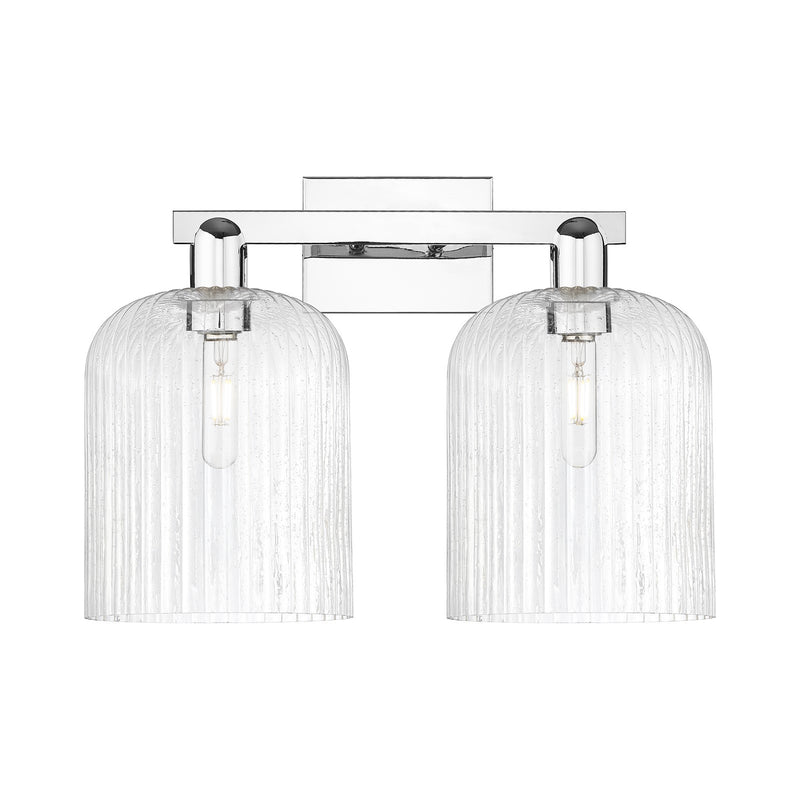 Innovations Bridal Veil 19in 2-Light Bath Vanity Light | Industrial Polished Chrome and Seedy Ribbed Glass | Bathroom Vanity | Model 716-2W-PC-G559-8SDY