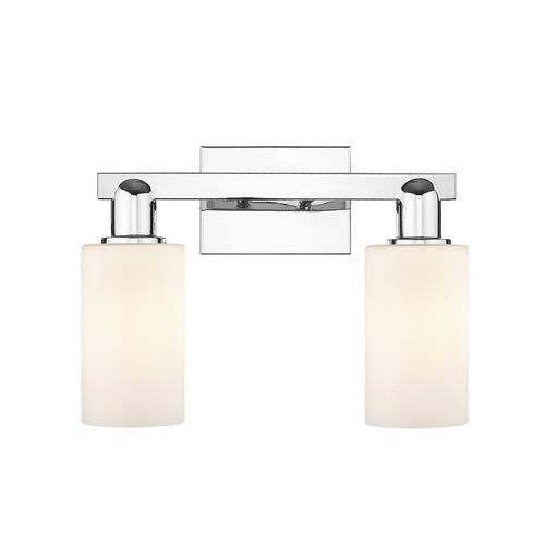 Innovations Clymer 15in 2-Light Bath Vanity Light | Industrial Modern Polished Chrome and Matte White Glass | Bathroom Vanity | Model 716-2W-PC-G801