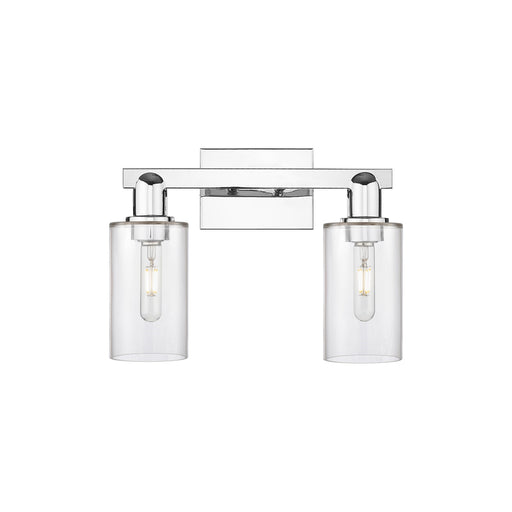 Innovations Clymer 15in 2-Light Bath Vanity Light | Industrial Modern Polished Chrome and Clear Glass | Bathroom Vanity | 14.88 x | Model 716-2W-PC-G802