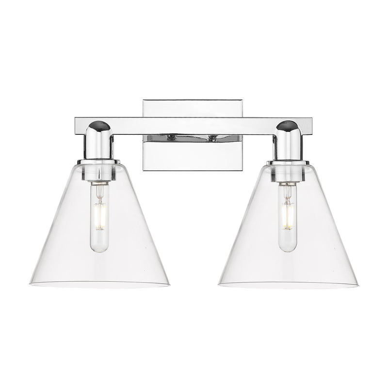Innovations Berkshire Glass 19in 2-Light Bath Vanity | Industrial Modern Polished Chrome and Clear Glass | Bathroom Vanity Light | Model 716-2W-PC-GBC-82