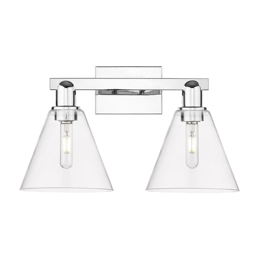 Innovations Berkshire Glass 19in 2-Light Bath Vanity | Industrial Modern Polished Chrome and Clear Glass | Bathroom Vanity Light | Model 716-2W-PC-GBC-82