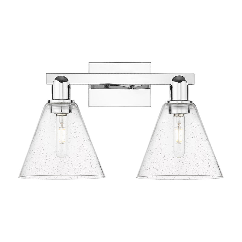 Innovations Berkshire Glass 19in 2-Light Bath Vanity | Industrial Polished Chrome Steel and Seedy Glass | Bathroom Vanity Light | Model 716-2W-PC-GBC-84