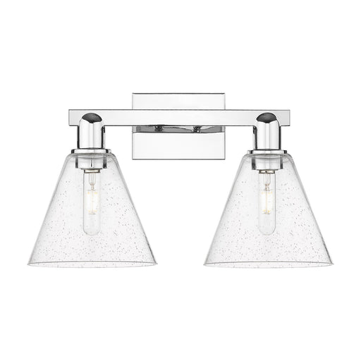 Innovations Berkshire Glass 19in 2-Light Bath Vanity | Industrial Polished Chrome Steel and Seedy Glass | Bathroom Vanity Light | Model 716-2W-PC-GBC-84