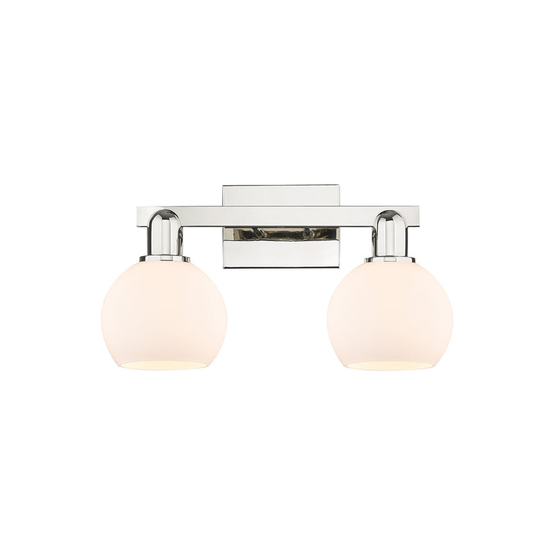 Innovations Athens 17in 2-Light Bath Vanity | Industrial Polished Nickel and Matte White Glass | Bathroom Vanity Light | 16.88 x | Model 716-2W-PN-G121-6
