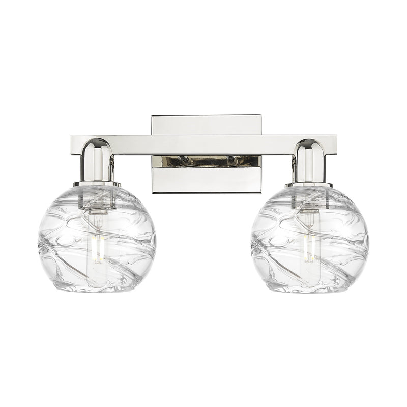 Innovations Athens Deco Swirl 16in 2-Light Bath Vanity Light | Industrial Modern Polished Nickel and Clear Deco Swirl Glass | Model 716-2W-PN-G1213-6CL