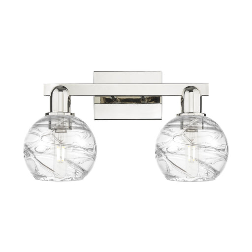 Innovations Athens Deco Swirl 16in 2-Light Bath Vanity Light | Industrial Modern Polished Nickel and Clear Deco Swirl Glass | Model 716-2W-PN-G1213-6CL