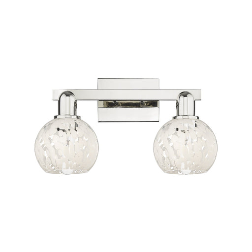 Innovations Lighting White Mouchette 17in 2-Light Bath Vanity | Industrial Transitional Polished Nickel and White Glass | Model 716-2W-PN-G1216-6WM