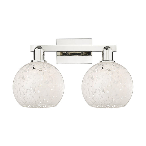 Innovations Lighting White Mouchette 19in 2-Light Bath Vanity | Industrial Transitional Polished Nickel and White Glass | Model 716-2W-PN-G1216-8WM