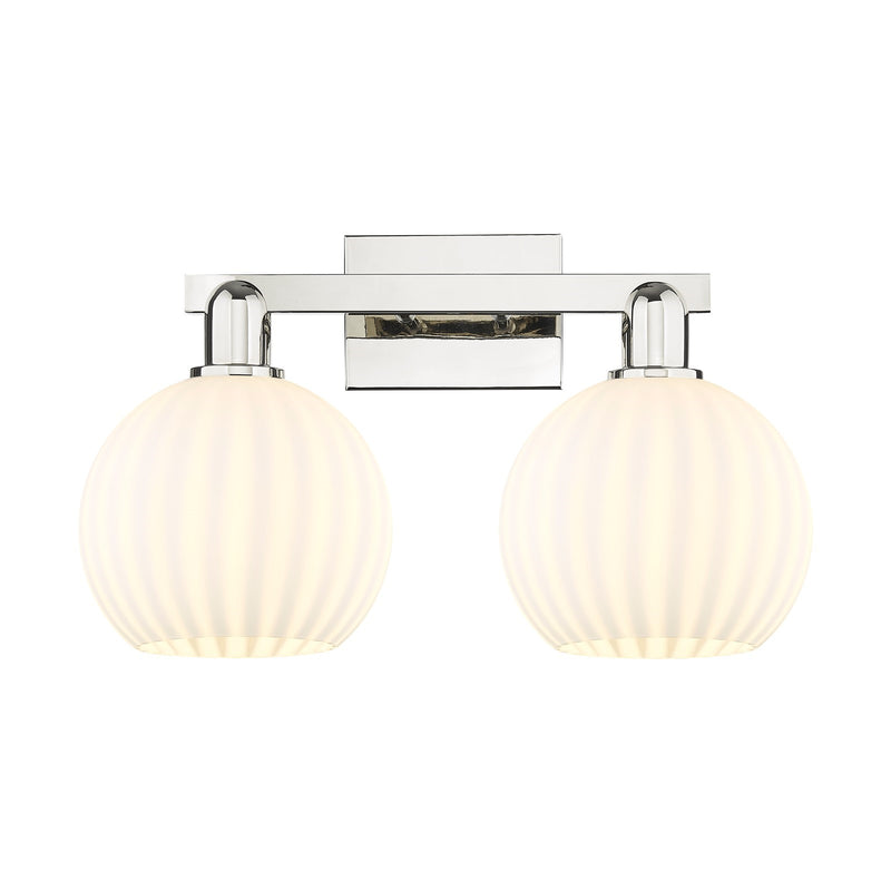 Innovations Lighting White Venetian 19in 2-Light Bath Vanity Light | Industrial Polished Nickel and White Venetian Glass | Model 716-2W-PN-G1217-8WV