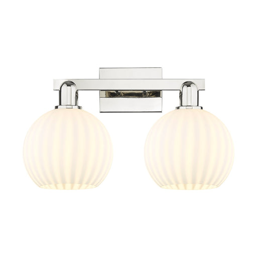 Innovations Lighting White Venetian 19in 2-Light Bath Vanity Light | Industrial Polished Nickel and White Venetian Glass | Model 716-2W-PN-G1217-8WV