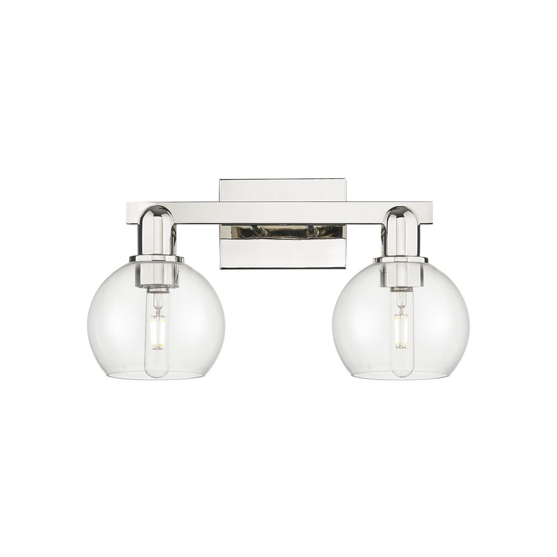 Innovations Athens 17in 2-Light Bath Vanity | Industrial Polished Nickel Steel and Clear Glass | Bathroom Vanity Light | 16.88 x | Model 716-2W-PN-G122-6