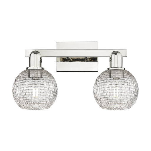 Innovations Athens 17in 2-Light Bath Vanity Light | Industrial Polished Nickel and Clear Basket Weave Glass | Bathroom Vanity | Model 716-2W-PN-G122C-6CL