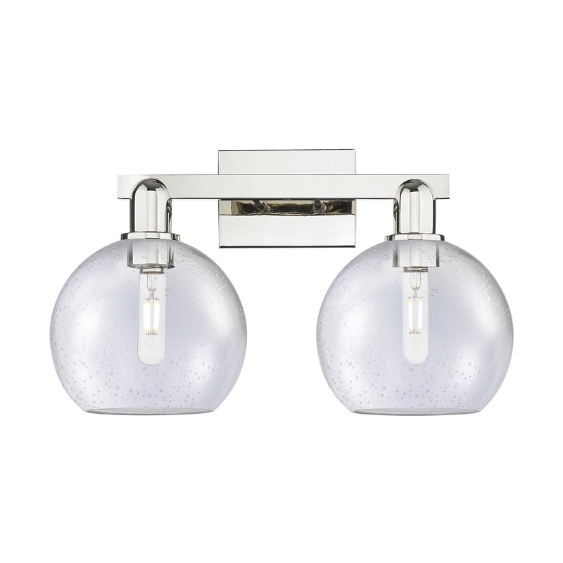 Innovations Athens 19in 2-Light Bath Vanity Light | Industrial Polished Nickel and Seedy Glass | Bathroom Vanity & Powder Room | Model 716-2W-PN-G124-8
