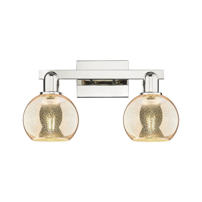 Innovations Athens 17in 2-Light Bath Vanity | Industrial Polished Nickel and Mercury Glass | Bathroom Vanity Light | 16.88 x 7.44 | Model 716-2W-PN-G128-6