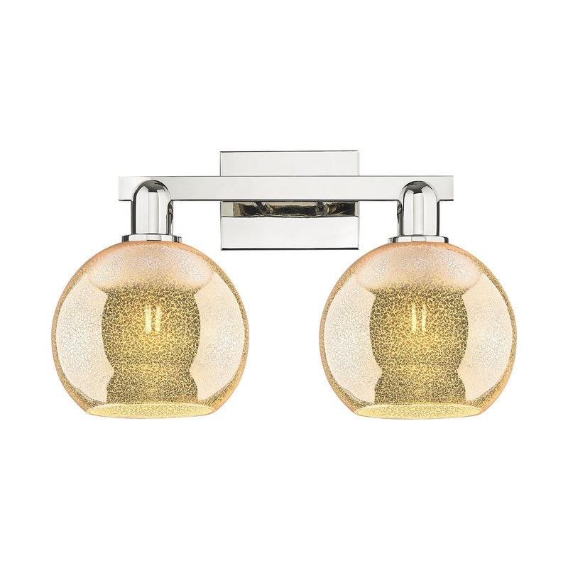 Innovations Athens 19in 2-Light Bath Vanity Light | Industrial Polished Nickel and Mercury Glass | Bathroom Vanity | 19 x 11.75 x | Model 716-2W-PN-G128-8