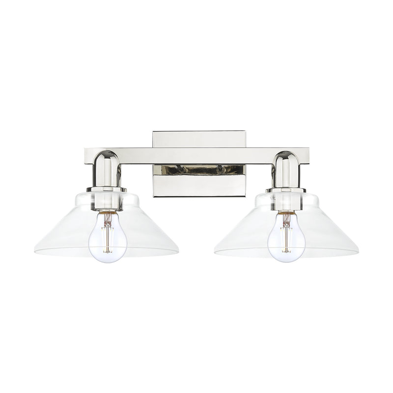Innovations Orwell 19in 2-Light Bath Vanity Light | Industrial Polished Nickel and Clear Glass | Bathroom Vanity | 19.38 x 8.75 in | Model 716-2W-PN-G132