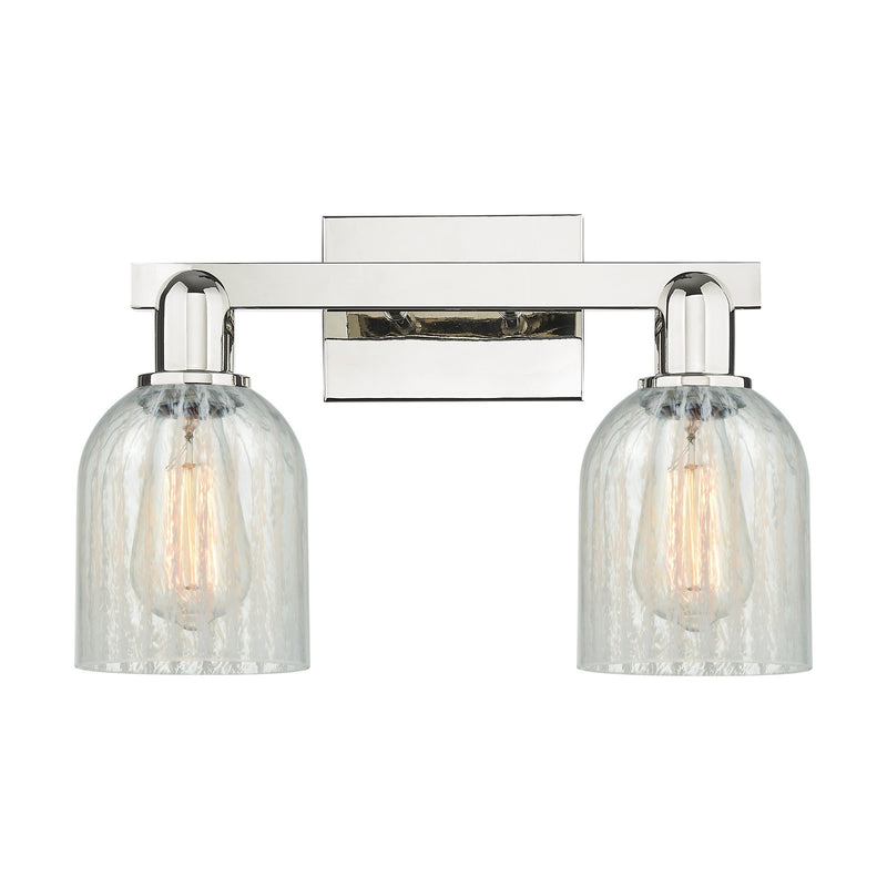 Innovations Caledonia 16in 2-Light Bath Vanity Light | Industrial Polished Nickel and Mouchette Glass | Bathroom Vanity | 16 x | Model 716-2W-PN-G2511
