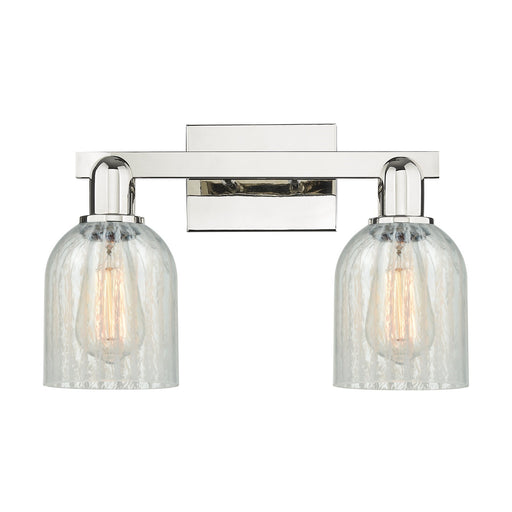 Innovations Caledonia 16in 2-Light Bath Vanity Light | Industrial Polished Nickel and Mouchette Glass | Bathroom Vanity | 16 x | Model 716-2W-PN-G2511