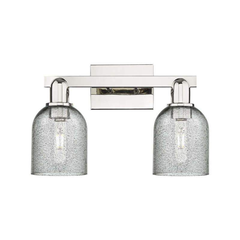 Innovations Caledonia 16in 2-Light Bath Vanity Light | Industrial Polished Nickel and Charcoal Glass | Entryway & Hallway Accent | Model 716-2W-PN-G257